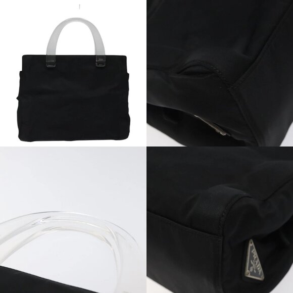 PRADA Hand Bag Nylon Plastic Black Silver Auth 119188 - Picture 14 of 15